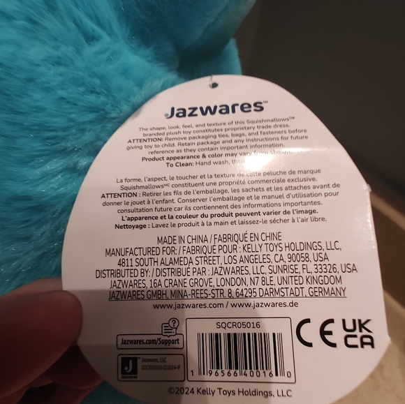 NWT Squishmallow 12" Ludwig Blue Plush Frog Pillow With Mint Green Belly - Picture 9 of 9